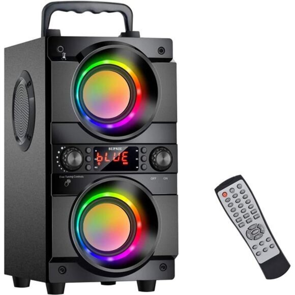 60W (80W Peak) Portable Bluetooth Speaker with Double Subwoofer Heavy Bass